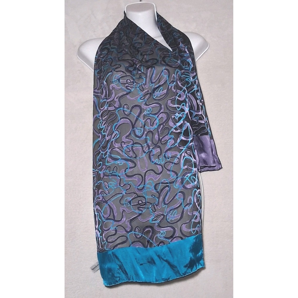 DIANE VON FURSTENBERG Silk Assets Rectangular Scarf Hand roll edge Burnt Velvet